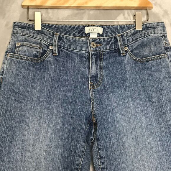 Ann Taylor LOFT Jeans Womens 8 Medium Blue Straight Leg Cotton Stretch Mid Rise - Picture 3 of 11